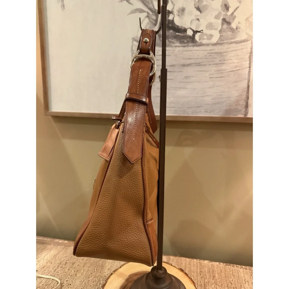 DOONEY‎ & BOURKE HARRISON REFINED PEBBLE LEATHER HOBO BAG PURSE CARMEL BROWN